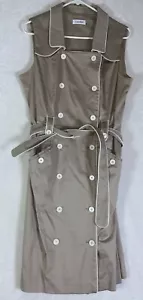 Calvin Klein Khaki Stretch Cotton Safari Button Pockets Belt Work Dress 14 $129 - Picture 1 of 7