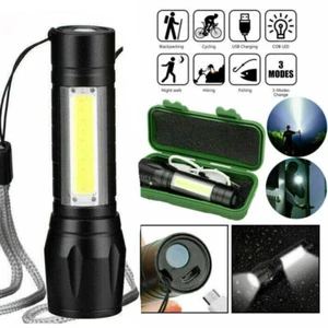 USB Rechargeable 5000LM LED Flashlight Super Bright COB Torch Light - Picture 1 of 11
