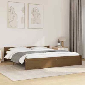 vidaXL Bed Frame without Mattress Honey Brown Solid Wood 183x203 cm King 2BB - Picture 1 of 9