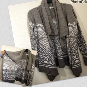 ABERCROMBIE & FITCH Womens Small Knit Open Front Cardigan Sweater Geometric NWT - Picture 1 of 15