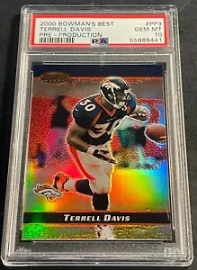 2000 TERRELL DAVIS BOWMANS BEST PRE-PRODUCTION #PP3 PSA 10 BRONCOS POP 1 - Picture 1 of 2