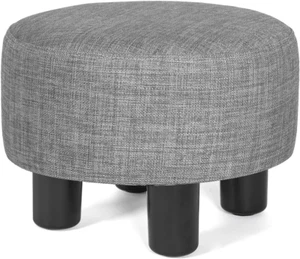 New Round Ottoman Foot Rest Stool, Glam Living Room Bedroom, Channel Design - Picture 1 of 12