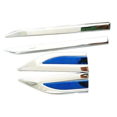 Car Fender Trim Mirror Polishing Stainless Steel Chrome+Blue Decoration Cover - Image 1 of 4