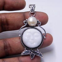 Chalcedony /& Titanium Druzy Pendant 80cts Biwa Pearl Daily Wear Pendant 925 Silver Plated Pendant Size 2.2 Druzy Gemstone Pendant