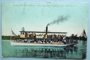 Steamer "THE SILVER QUEEN" Lake Park Cuyahoga Falls Ohio Vintage 1907 POSTCARD - Picture 1 of 2