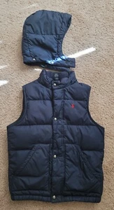 Polo Ralph Lauren Youth Boys 6 Black Down Filled Puffer Vest hoodie NAVY blue - Picture 1 of 7