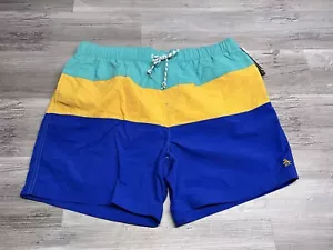 Costume da bagno uomo Penguin Munsing Wear asciugatura rapida taglia XL blu giallo foderato in rete nuovo con etichette - Foto 1 di 11