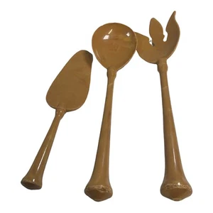 Vintage Art Deco Butterscotch Bakelite Fork Spoon and Cake / Pie Servers Set Lot - Picture 1 of 7