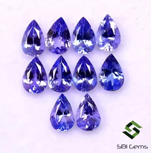 Lotto 6x4 mm taglio pera tanzanite naturale taglio 10 pz 4,38 CTS pietre preziose sciolte calibrate - Foto 1 di 5