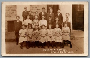 Postcard RPPC c1910s Shullsburg Wisconsin Seventh Grade School Group Photo - Picture 1 of 2