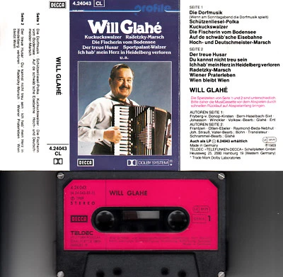 WILL GLAHE - Same 📼 MC Musikkassette, decca 1969 - Bild 1 von 2