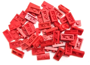 Lego 1 x 2 Plate Bulk Lot Red  50 Pieces Part 3023  Building Brick Bundle - Picture 1 of 1