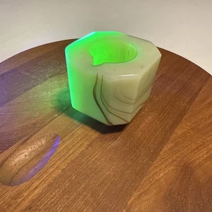 Cenicero vintage de escoria de ágata de uranio arte vidrio  - Imagen 1 de 13