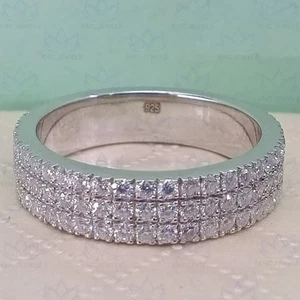 2CTW Round Moissanite Full Eternity Engagement Band Ring In 14kWhite Gold Plated - Picture 1 of 8