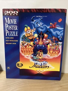 VTG Disney Aladdin Movie Poster Jigsaw Puzzle - 300 Piece, Complete (2’x3’) - Foto 1 di 13