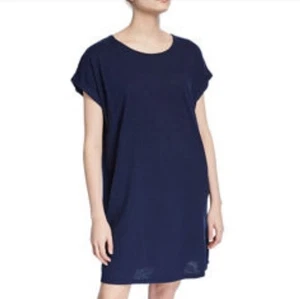 Etuikleid Eileen Fisher dunkelblau Leinen U-Boot-Ausschnitt Naht Taschen Größe XL/TG - Bild 1 von 6