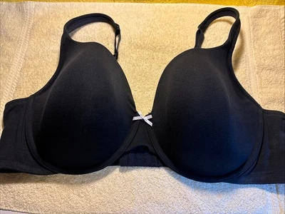 Sujetador Camiseta Cacique Ligeramente Forrado UW Negro Mezcla de Algodón Usado en Excelente Condición Para Mujer 46D FR/SHP Foto 1 de 4