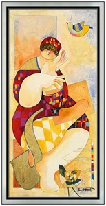 Dorit Levi Original Oil Painting On Canvas Signed Female Musician Portrait Art - Picture 1 of 5