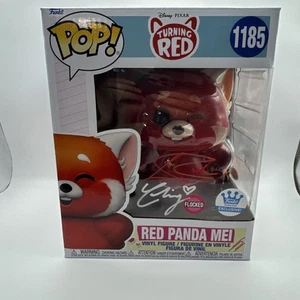 Turning Red Red Panda Mei#1185 Funko Pop Flocado Exclusivo-firmado JSA AG74269 - Imagen 1 de 9