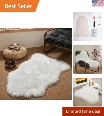 Faux Fur Rug Fluffy Sheepskin Rug Kids Room Bed Living Room Mat 2x3 ft - Image 1 of 4