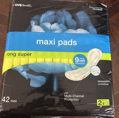 Maxi almohadillas CVS Health ultrafinas paquete de 42 talla 2 largas súper absorbentes 9 horas Foto 1 de 2
