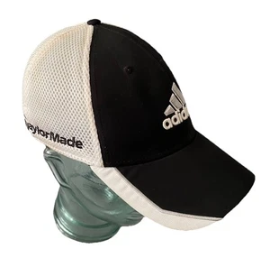 ADIDAS TAYLOR MADE GOLF CAP Black White Adult S/M A-Flex Stretch Fit Breathable - Picture 1 of 12