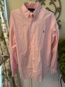 Men's Ralph Lauren Polo Button Down Cotton Shirt XL Pink Stripe NWOT Classic Fit - Picture 1 of 3