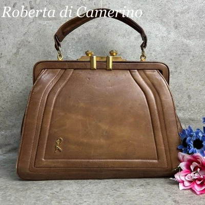 Brown leather tote bag purse by Roberta di Camerino w/gold hardware logo - Image 1 of 4