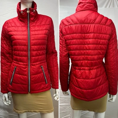 Abrigo Guess para mujer M rojo acolchado chaqueta cuello alto Foto 1 de 4