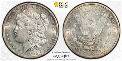 1884-S $1 PCGS AU55 Morgan Silver Dollar 55970362 - Image 1 of 2
