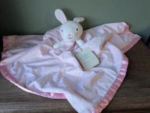 Cloud Island Pink White Bunny Oversized Security Blanket Lovey Satin Edge 30x30 - Picture 1 of 12