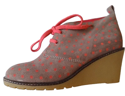 Zapatos de cuña BODEN para damas 8,5/9 marrón topo/melón melocotón lunares imitación gamuza Foto 1 de 4