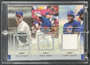 SAMMY SOSA MARK PRIOR KERRY WOOD 2003 FLEER MYSTIQUE GU JERSEY 049/150 CUBS - Picture 1 of 2