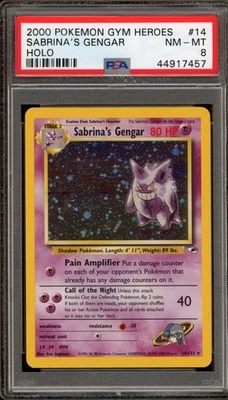 Pokemon Sabrina's Gengar Gym Heroes Unlimited Holo Rare #14 PSA 8 - Image 1 of 2