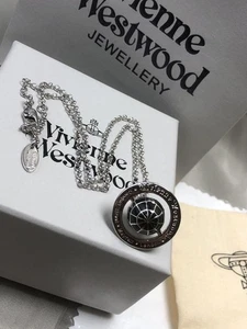Vivienne Westwood Orb Pendant Necklace Small Necklace Silver Black - Picture 1 of 6