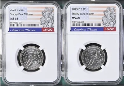 *Rare* 2025 P/D Stacey Park Milbern American Women Quarter Set Graded NGC MS-68 - Image 1 of 2