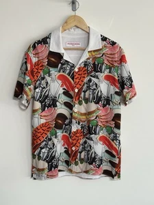 Camisa Orlebar Marrón David Salle Travis Manga Corta Elevada Mezcla de Lino Grande - Imagen 1 de 14
