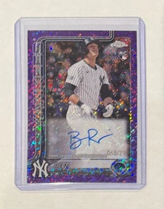 2025 Topps Chrome Ben Rice RC Auto Purple Speckle #/299 NY Yankees Rookie #RA-BR - Picture 1 of 2