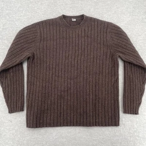 GAP 100% Lambswool Sweater Adult Large Brown Ribbed Pullover Knit Men - Picture 1 of 7