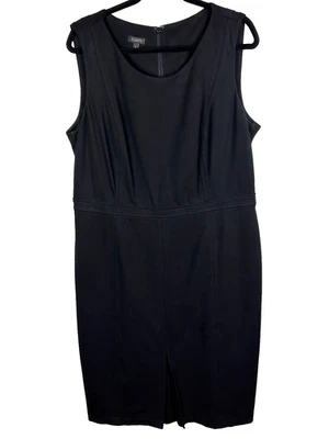 Talbots Black Sleeveless Sheath Dress Pleated Waist Classic LBD Minimalist sz 16 - Image 1 of 4