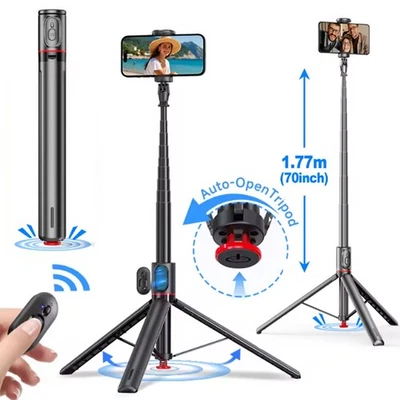 70" Automatic Pop-up Selfie Stick Tripod Travel Phone Stand For iPhone, Android - Image 1 of 4