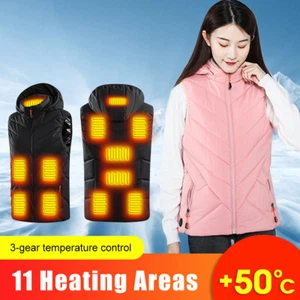 11 Areas Heated Vest for Men Women Heating Down Jacket USB Charging Winter Warm - Picture 1 of 32