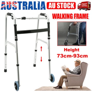 Folding Medical Walking Walker Aluminum Frame Aid Adjustable Height Outdoor - Picture 1 of 12