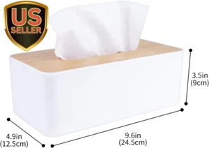 Tissue Box Cover,Tissue Holders,Bamboo Cover Plate,For Bathroom, Bedroom, Din... - Picture 1 of 6