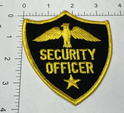 Security Officer Vintage Patch RARE Eagle Star Embroidered Black Shield - Image 1 of 2