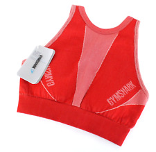 Gymshark Turbo XS Mujer Deporte Sujetador Rojo Elástico Continuo Logo Activewear