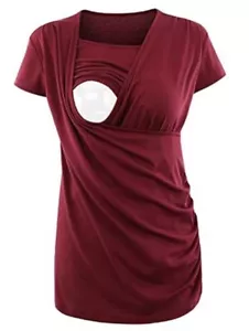 NEW Ecavus Women's Ruched Side-Shirred Nursing Breastfeeding Tee Shirt Sz Small - Picture 1 of 1