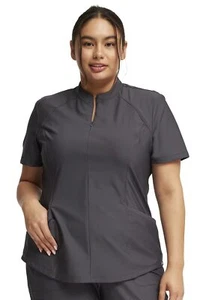 Cherokee Form Women Scrubs Top Partial Zip Front Plus Size CK707, 3XL, Pewter - Picture 1 of 7