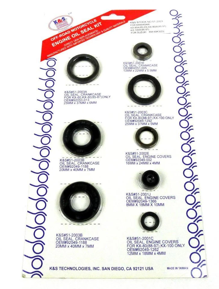 Kit de sellado de aceite de motor Suzuki RM60 K&S 51-2003 Foto 1 de 1