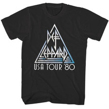 Def Leppard USA Tour 1980 Concert Black Cotton T-Shirt Size S-4XL  KL857